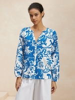 Women Vacation Floral Spring/Fall Printing No Elasticity Loose Long Sleeve H-Line No Blouses