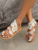 Women Vacation Plain Summer Commuting Flat Heel Lace Pu Slide Sandals Rubber Slide Sandals