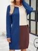 Women Vintage Color Block Autumn Acrylic Natural Heavyweight Commuting Short No Sweater Dresses