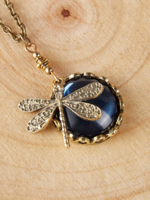 Women Vintage Dragonfly All Season Distressed Commuting Crystal Standard Pendant Necklaces Necklace