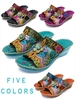 Women Vintage Ethnic Summer Moccasin PU Plus Size Pu Wedge Sandals Polyurethane Wedge Sandals