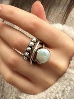 Women Vintage Plain All Season Pearl Commuting Pearl Metal Standard Ring Rings