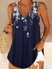 Women&0s Casual Daily Holiday Tank Tunic Top Camis Floral Sleeveless Patchwork Print Round andV Neck Casual Beach Tunic Top Navy Blue 2022