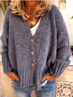 Wool Blend Casual Long Sleeve Solid Cardigans