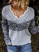 Wool Blend Long Sleeve V Neck Sweaters - Noracora