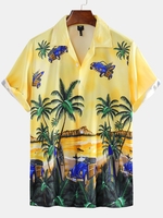 Yellow Beach Printed Floral Men-Shirts - Noracora