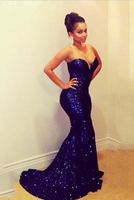 Bridelily 2019 Sparkly Sequined Prom Dress Sweetheart Sequined Mermaid Sexy Evening Gowns with Train