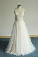 Bridelily Affordable Appliques Tulle Aline Wedding Dress