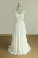 Bridelily Affordable Vneck Lace Chiffon Wedding Dress