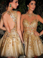 Bridelily ALine Bateau Sleeveless Tulle With Applique ShortMini Prom Dresses