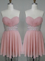 Bridelily ALine Chiffon Sweetheart Sleeveless ShortMini With Beading Prom Dresses