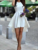 Bridelily ALine Jewel Sleeveless ShortMini With Ruffles Satin Dresses