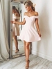 Bridelily ALine OfftheShoulder Sleeveless Satin ShortMini Dresses