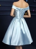 Bridelily ALine Satin OfftheShoulder With Bowknot Sleeveless KneeLength Dresses