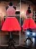 Bridelily ALine Sleeveless Halter Tulle With Beading ShortMini Two Piece Prom Dresses