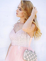 Bridelily ALine Sleeveless Straps Tulle With Beading ShortMini Prom Dresses