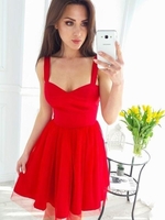 Bridelily ALine Sleeveless Straps Tulle With Ruffles ShortMini Dresses