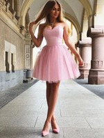 Bridelily ALine Sweetheart With Ruffles Sleeveless Satin ShortMini Dresses