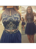 Bridelily ALine Tulle Scoop Sleeveless Short Beading Prom Dresses