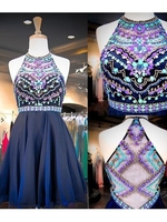 Bridelily ALine Tulle Scoop Sleeveless Short With Beading Prom Dresses