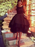 Bridelily ALine Tulle Scoop Sleeveless ShortMini With Layers Dresses