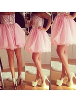 Bridelily ALine Tulle Sweetheart Sleeveless ShortMini With Beading Dresses