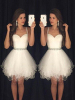 Bridelily ALine Tulle Sweetheart Sleeveless ShortMini With Beading Prom Dresses