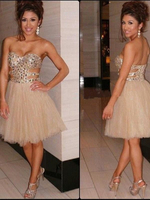 Bridelily ALine Tulle Sweetheart Sleeveless ShortMini With Sequin Dresses