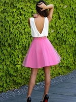Bridelily ALine Vneck Sleeveless ShortMini Tulle Dresses