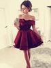 Bridelily ALine With Ruffles Satin OfftheShoulder Sleeveless ShortMini Dresses