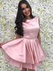 Bridelily ALine With Ruffles Scoop Satin Sleeveless ShortMini Prom Dresses