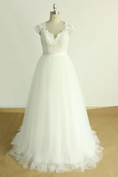 Bridelily Appliques Cap Sleeve Tulle Aline Wedding Dress