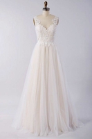 Bridelily Awesome Appliques Tulle Aline Wedding Dress