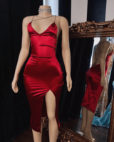 Bridelily Backless Burgundy Neckline Prom Dresses