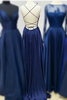 Bridelily Backless Floor Length Prom Dress Split Charmeuse Prom Dress