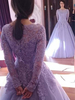 Bridelily Ball Gown Jewel Long Sleeves FloorLength Lace Tulle Dresses