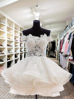 Bridelily Ball Gown OfftheShoulder Sleeveless ShortMini With Applique Organza Dresses