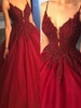 Bridelily Ball Gown Sleeveless Spaghetti Straps SweepBrush Train With Applique Tulle Dresses