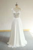 Bridelily Cap Sleeve Appliques Chiffon Aline Wedding Dress