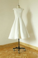 Bridelily Cap Sleeve Chiffon Mini Aline Wedding Dress