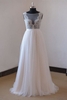 Bridelily Chic Lace Floor Length Tulle Aline Wedding Dress