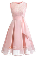 Bridelily Crew Ribbon Lace Dresses
