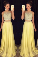 Bridelily Cute Two Piece Major Beading Prom Dess New Arrival Chiffon Formal Occasion Dresses GA017