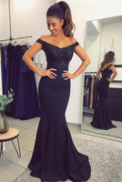 Bridelily Elegant OfftheShoulder Mermaid Lace Beadings Long Evening Dress