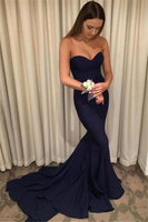 Bridelily Elegant Sweetheart Mermaid Zipper SweepTrain Prom Dress