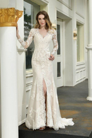 Bridelily Exquisite VNeck Long Sleeve Mermaid Wedding Dress