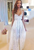 Bridelily Glamorous Sleeveless Spaghetti Straps Prom Dress With Lace Floor Length Evening Gowns BK0