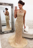 Bridelily Gorgeous Crystals Mermaid Sleeveless Halter ZipperBack Prom Dress