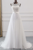 Bridelily Graceful Laceup Tulle Aline Wedding Dress