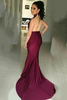 Bridelily High Collar Simple Burgundy Evening Dress Halter Open Back Sleeveless Prom Dress